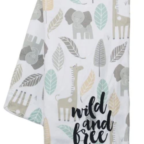 Jungle Friends Elephant/Giraffe Safari Soft Fleece Baby Blanket – Lambs & Ivy