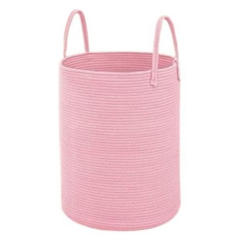 Home Collection Large Woven Laundry Basket Hamper 60L Pink
