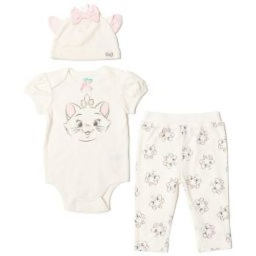 Disney Classics Marie Infant Baby Girls 3 Piece Outfit Set: Bodysuit Pants Hat White 12 Months