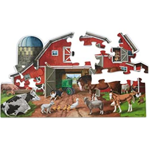Melissa & Doug Busy Barn Shaped Jumbo Jigsaw Floor Puzzle (32 pcs, 2 x 3 feet) - FSC Certified