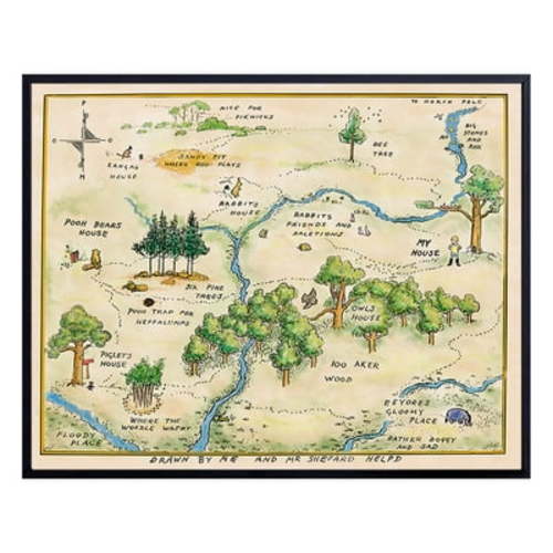 AXXPosters Winnie Pooh Nursery Decor - LARGE 11X14 - Toddler Baby Room Wall Art - Little Boys Bedroom Decor - Baby Shower Decorations - Vintage Hundred Acre Wood - Kids Wall Art - Girls Room Decor