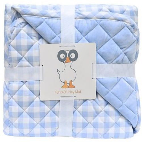 GooseWaddle Super Soft Play Mats Cotton and Super Soft Quilted (Reversible) Blue Gingham