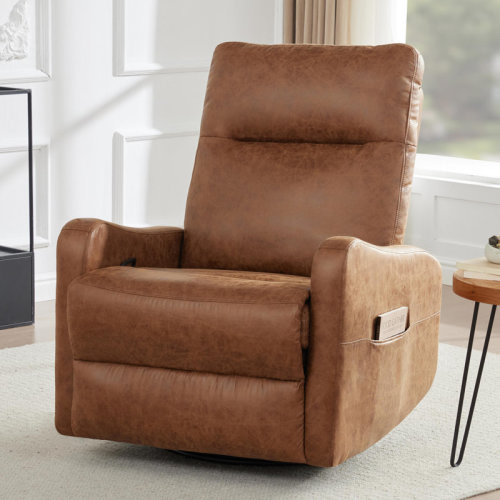 Ebern Designs 29.5'' Faux Leather Swivel Rocker Manual Recliner | Wayfair