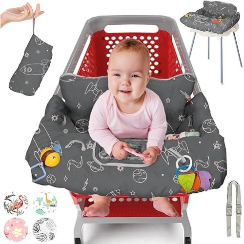 Shopping Cart Cover for Baby PILLANI, Baby Registry Items, High Chair Cover for Restaurant Seat, Grocery Cart Cover for Baby Girl and Boy, Buggy Covers for Babies, Toddler Cart Cover