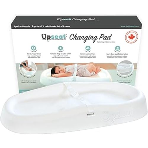 Upseat Baby Changing Pad, Non-Slip Grippy Design, Premium Cushioned Foam, Contoured for Comfort, Waterproof and Easy-to-Clean, Liquid-Resistant (Coconut)