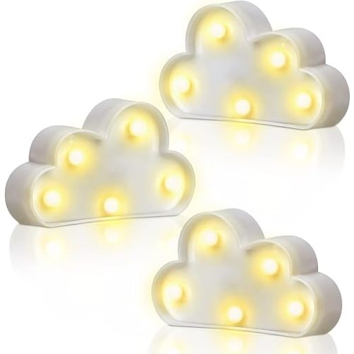 3 Pcs LED Cloud Night Light Can Be Hung On The Wall Kids Room Light, Suitable for Birthday Party Holiday Decoration Baby Room Nursery Decoration