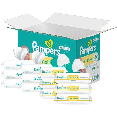 Amazon.com: Pampers Sensitive Baby Wipes, Water Based, Hypoallergenic and Unscented, 8 Flip-Top Packs, 4 Refill Packs (1008 Wipes Total)