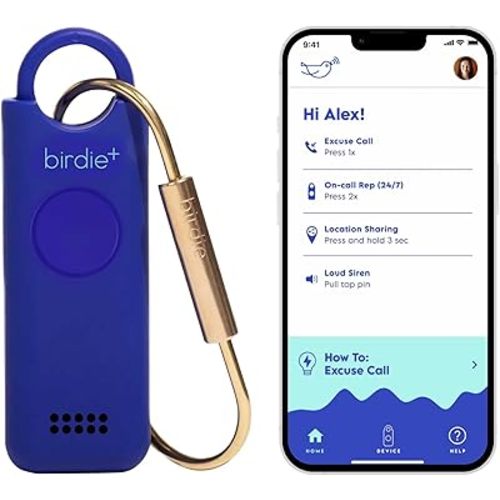 She’s Birdie - Birdie+ Smart Personal Safety Alarm for Women by Women–Loud Siren, Key Chain, 24/7 Live Rep, Emergency Alerts, Bluetooth Connection - 3 Month App Subscription Included (Indigo)