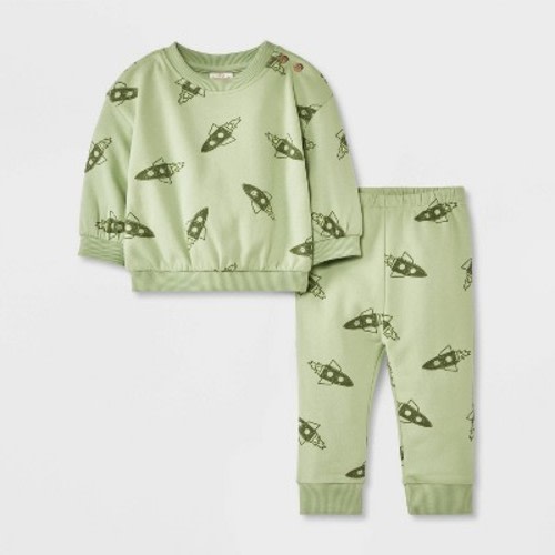 Baby Graphic Fleece Sweatshirt & Jogger Pants - Cat & Jack™ Green 3-6M