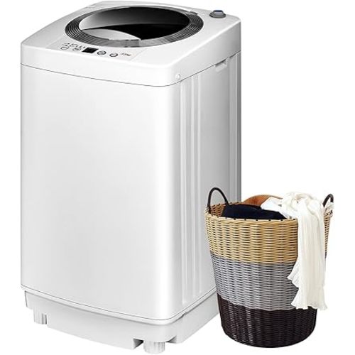 COSTWAY Portable Washing Machine, 8Lbs Capacity Full-automatic Washer with 6 Wash Programs, LED Display, 3 Water Levels, Compact Laundry Washer and Dryer Combo for Home, Apartment, Dorm, RVs