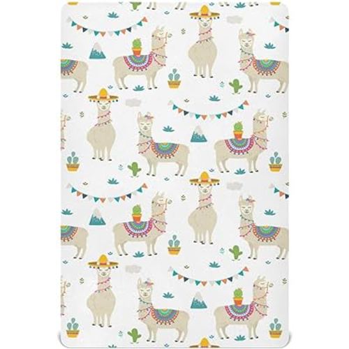 Baby Crib Sheet Llama Alpaca Crib Mattress for Boys and Girls Playard Sheet Soft Breathable Fitted Baby Mattress Cover 52x28in