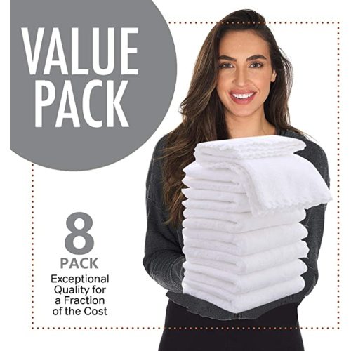 8 Pack Large Burp Cloths for Baby - 20" by 10" Ultra Absorbent Burping Cloth, Washcloths, Newborn Towel - Milk Spit Up Rags Burp Clothes for Unisex, Boy, Girl (White) - 8 Piece Set