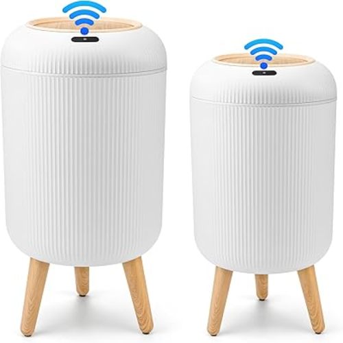 2 Pack Automatic Trash Can 12L /3 Gallon and 10L /2.64 Gallon Bathroom Trash Bin with Lid Touchless Small Smart Motion Sensor Garbage Cans for Kitchen, Bathroom,Living Room and Bedroom