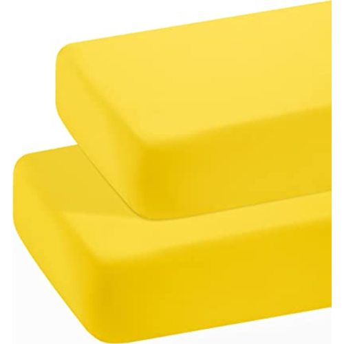 BEDSUM Microfiber 2 Pack Toddler Fitted Crib Sheets, Super Soft and Cozy Baby Sheets for Standard Crib and Toddler Mattresses, 28x52 Inches, Yellow