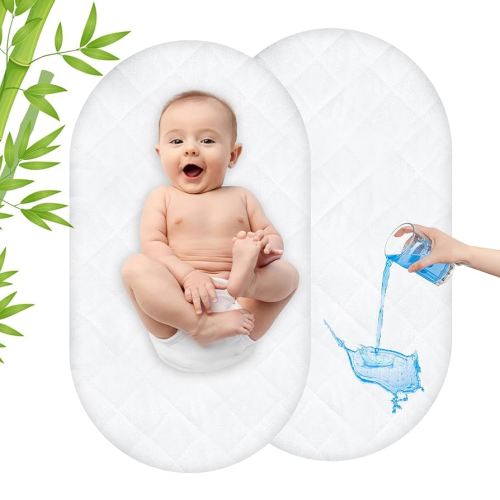 Waterproof Bassinet Mattress Pad Protector Cover Compliable with Graco Sense2Snooze Bassinet, Ultra Soft, Breathable and Comfortable, 2 Pack