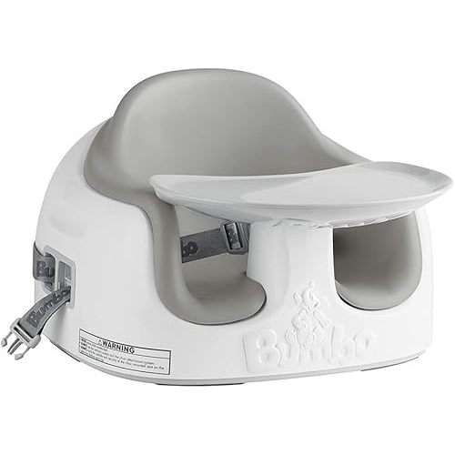 Bumbo Baby Toddler Adjustable Height 3 in 1 Non Slip Multi Seat High Chair Booster with Tray and Safety Straps, Ages 6 to 36 Months, Cool Gray