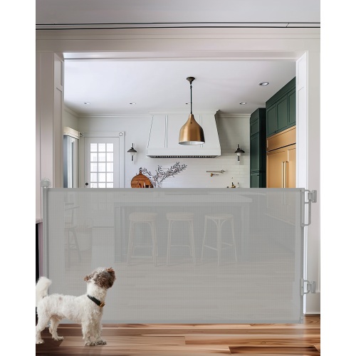 Ophanie Retractable Baby Safety Gate,Mesh Pet Gate 33" Tall, Extends to 55" Wide, Gray
