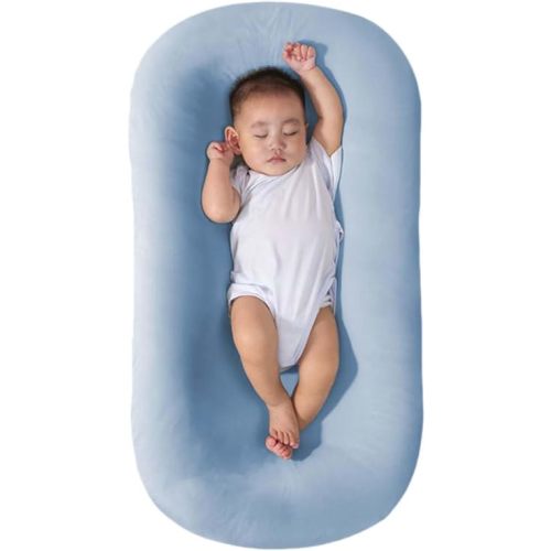 Baby Lounger for Newborn 0-24 Months, Infant Nest Sleeping for Baby in Bed, Soft Breathable Washable Newborn Lounger for Baby (Blue,0-12 Months)