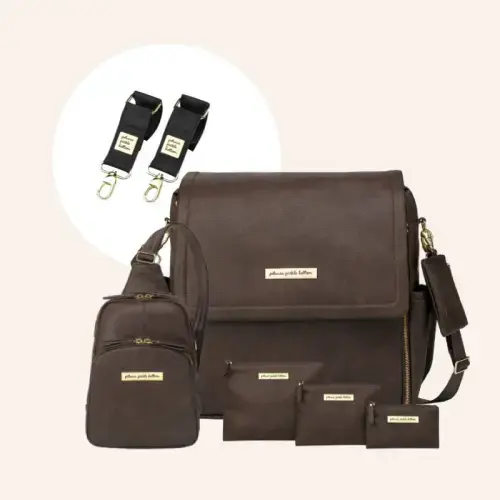 Boxy Backpack in Saddle & Accessory Bundle