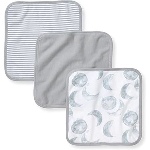 Burt's Bees Baby Infant Washcloths, 100% Organic Cotton, Soft and Super Absorbent Knit Terry & Woven Terry Wash Cloth