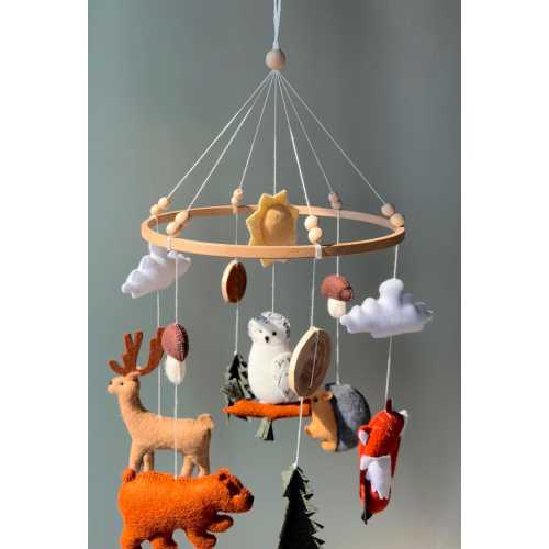 Baby mobile forest, Woodland baby mobile, Bear bebe mobile, Woodland animal, Crib mobile animals, Baby cat mobile, forest baby mobile