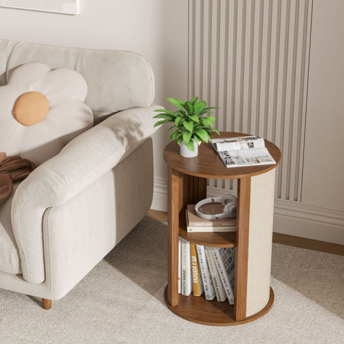 Bay Isle Home™ Boho Side Table, 2-tier End Table With Adjustable Shelf And Sackcloth Finish For Living Room, Bedroom | Wayfair