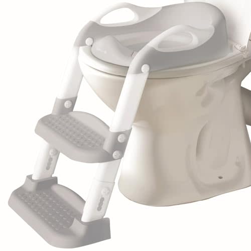 Jool Baby Potty Training Seat with 2 Step Ladder for Toddlers - Soft Cushioned Seat & Splash Guard, Adjustable Height (Gray)