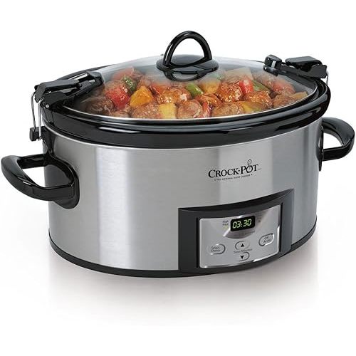 Crock-Pot 6 Quart Cook & Carry Programmable Slow Cooker with Digital Timer Stainless Steel (CPSCVC60LL-S) pack of 1