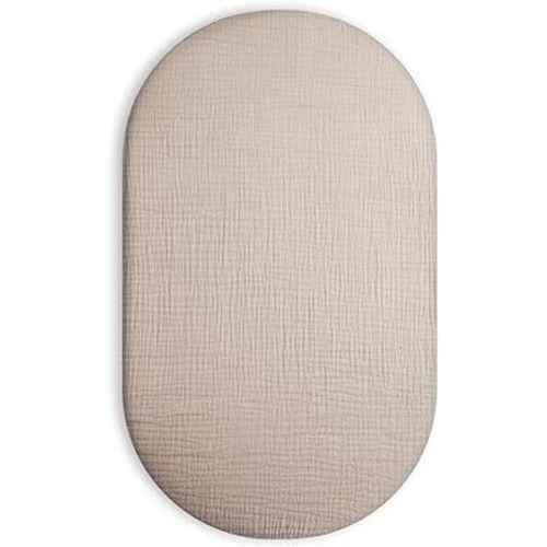 Muslin Bassinet Sheet for Baby Boy and Girl, Universal Fit for Rectangle, Oval, Hourglass Bassinet Mattress, Moses Basket Sheets (Beige, Bassinet Sheet)