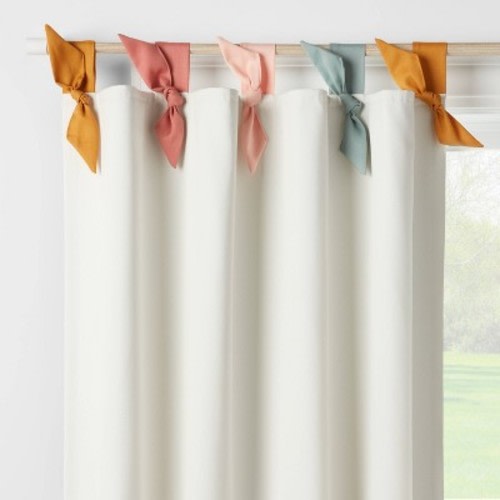 84" Blackout Tie Top Embellished Panel White With Ties - Pillowfort™