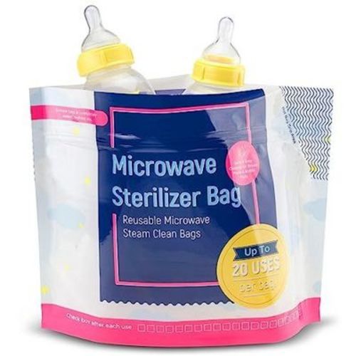 Impresa 15 Pack Microwave Baby Bottle Sterilizer Bags - 300 Uses Per Pack - Travel Baby Bottle Cleaner Microwave Sterilizer Bag