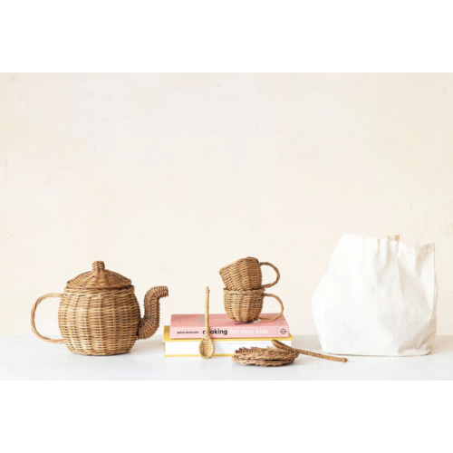 7 Piece Wicker Tea Set