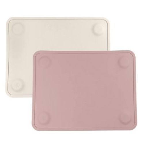 Weesprout Silicone Suction Placemats For Babies, Toddlers & Kids - Small, 2 Pack (matte Pink & Off-white)