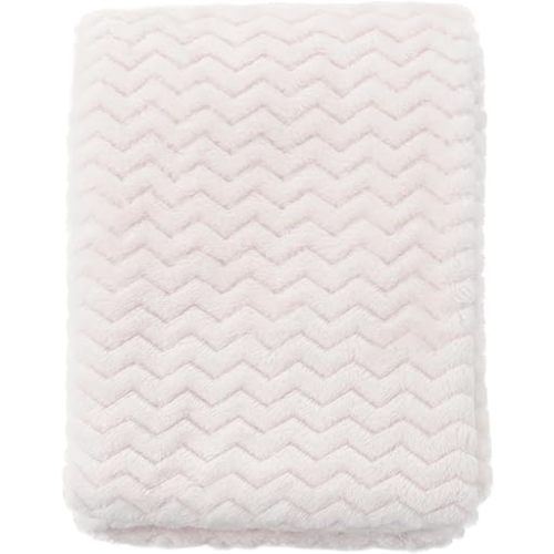 CREVENT 30''X40'' Soft Cozy Warm Baby Blankets for Boys Girls Solid Color - All Season Use - Newborn Essentials (Wave Ivory/White)