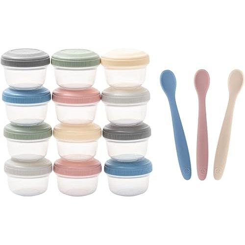 WeeSprout Baby Feeding Bundle - Leakproof Food Storage Containers & 3 Soft-Tip Silicone Spoons - Freezer & Dishwasher Safe - Perfect for Homemade Purees, Snacks & First Stage Feeding