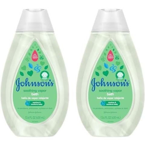 Johnson's Baby Vapor Bath with Soothing Aromas to Relax Babies, Tear-Free & Hypoallergenic Liquid Baby Bath Formula, No Parabens, Sulfates, Dyes, or Phthalates, 13.6 fl. oz (Pack of 2)