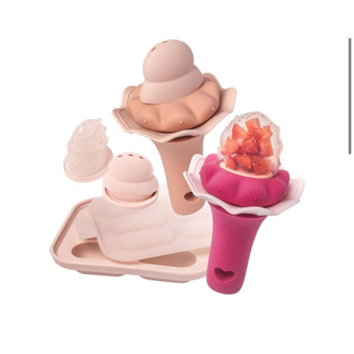 Moonkie Baby Fruit Feeder with Freezer Tray, Breastmilk Popsicle Molds for Teething Relief, Baby Teething Toy, BPA Free Silicone Food Feeder for Infant Self Feeding, Two Pouches, 4 Months+, 2 Pack
