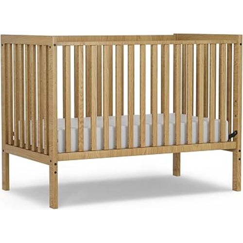 Baby Crib 5-in-1 Convertible, Wood Full Size Toddler Bed for Small Baby, Made of Sustainable Natural Pinewood Cribs, Non-Toxic Finish, Simplistic Nursery Furniture (Natural)
