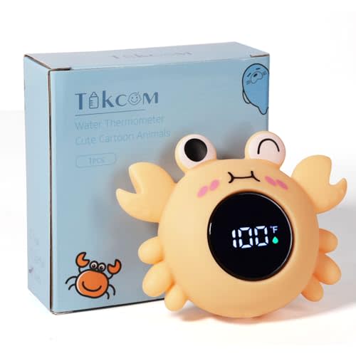 Tokcom Baby Thermometer, Baby Bathtub Thermometer, Instant Read Digital Thermometer for Water, Infant Bath Floating Toy, Safety WaterTemperature Toy (Crab ℉)