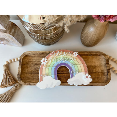Rainbow birth stat sign, rainbow baby, rainbow baby name sign, hospital sign, baby shower gift, gift for her, name announcement, newborn