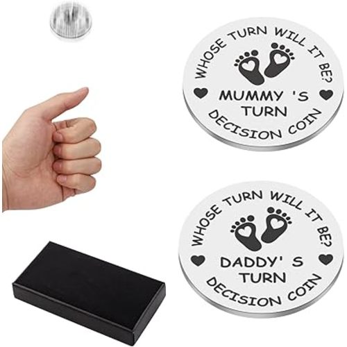 New Parents Decision Coin, Funny New Baby Pregnancy Gifts for First Time Mom and Dad Double Sided Decision Making Mommy's Turn Daddy's Turn Coin New Parents Gifts for Couples