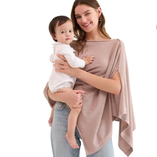 Momcozy Nursing Cover for Breastfeeding, Breathable Soft Privacy Poncho, Multi-Use Nursing Shawl, Portable Breast Feeding Covers for Women, Includes Laundry Bag