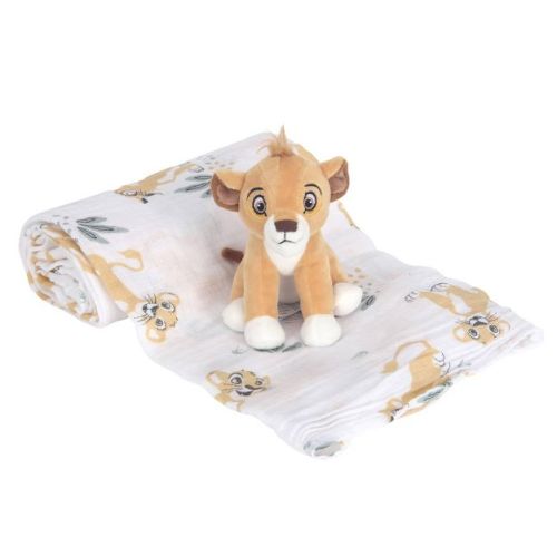Lambs & Ivy Disney Baby Lion King Swaddle Blanket & Plush Infant Gift Set - 2pk: Cotton, Microfiber, Animals Theme