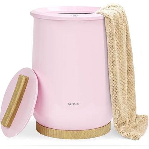 Keenray Towel Warmer, Luxury Towel Warmer Bucket, Large Towel Warmers for Bathroom, Auto Shut Off, Fits Up to Two 40"X70" Oversized Towels, Bathrobes, Blankets, PJ's and More, CL1(Pink)