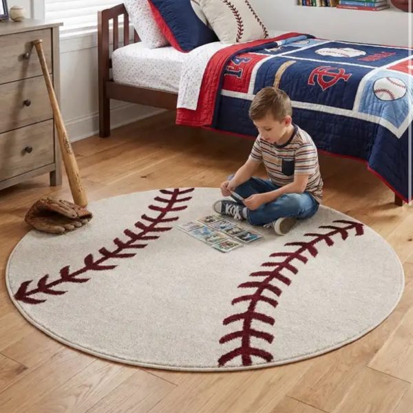 Ivory 5' 3 x 5' 3 Sports Washable Round Rug | Rugs.com