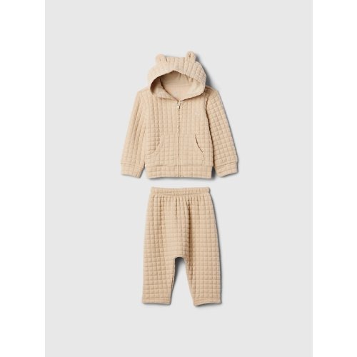 Baby Quilted Outfit Set in bedrock beige, size: 12-18 M