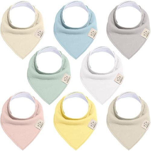 8-Pack Organic Baby Bandana Drool Bibs for Girls - Super Absorbent Baby Bibs for Baby Girls, Baby Boys, Soft Cotton Bandana Bibs, Baby Drool Bib, Teething Bibs for Infant, Toddler, Bib Girl (Dawn)