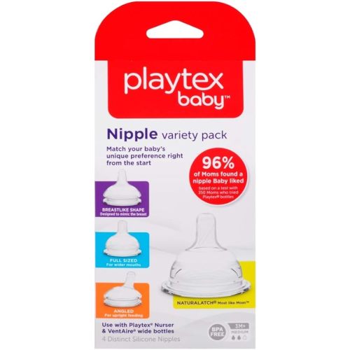 Playtex Nipple Variety Kit, Medium Flow, 4-Count