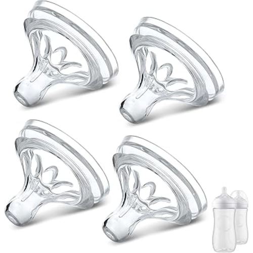 VANEST 4 Packs Silicone Bottle Nipples Compatible with Philips Avent Natural Bottle, Replacement Bottle Nipple BPA-Free, No Spill, Anti-Colic, 3+ Month (Flow 4)