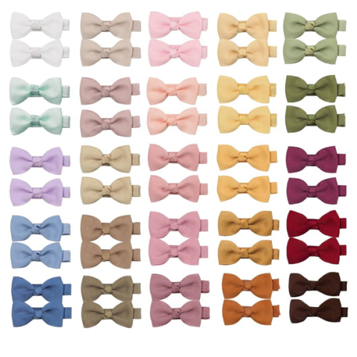 CÉLLOT Baby Hair Clips 50PCS Baby Girls Fully Lined Baby Bows Hair Pins Tiny 2" Hair Bows Alligator Clips for Baby Girls Infants Toddlers in Pairs